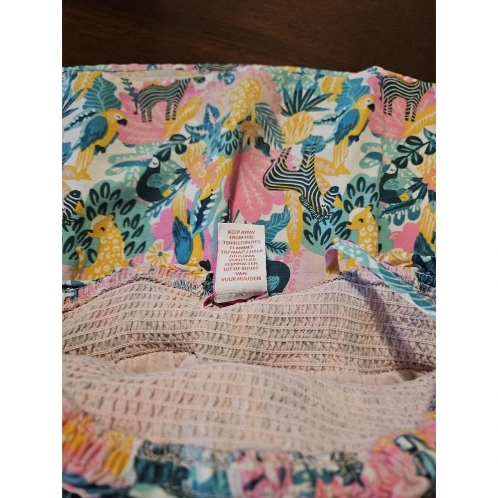Tommy Bahama Floral Babydoll Sun Dress Tropical Print Girls Size 5 Zebra Tassels